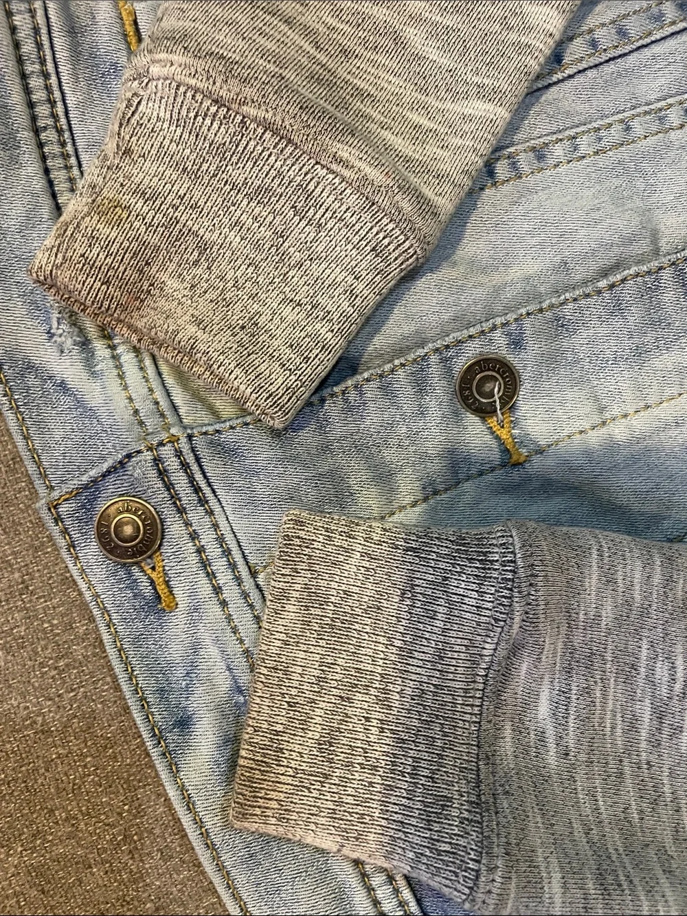 Abercrombie Kids A&F denim jacket hoodie jersey sleeves girls/boys